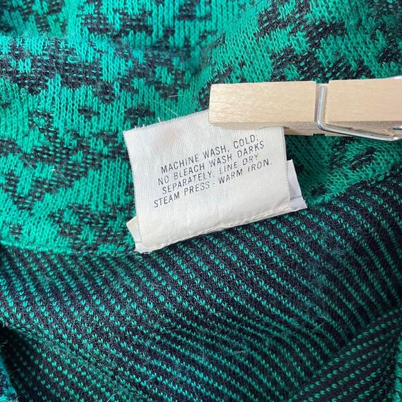 Vintage Sweatshirt Size Small Green Black Abstract Quarter Zip Casual 70s 80s - Picture 9 of 11